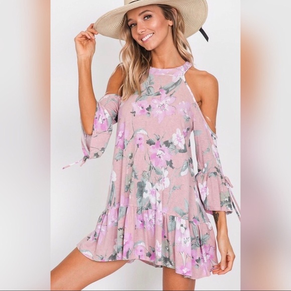 LAST! Pink/Lavander Floral Ruffle Tunic - Picture 2 of 4